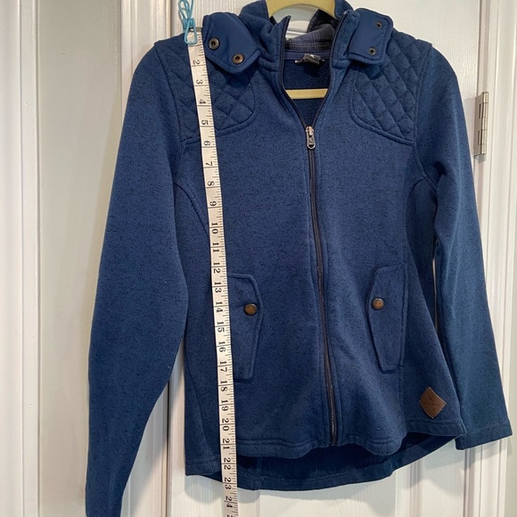 Eddie Bauer Size M Sweater Fleece Full Zip Hooded Quilted Mock Neck Jacket - Picture 7 of 13